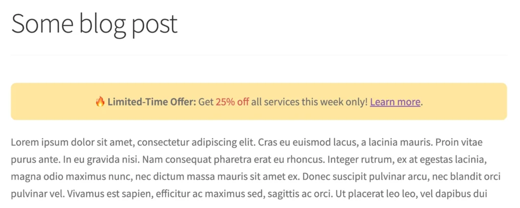 blog post banner before content