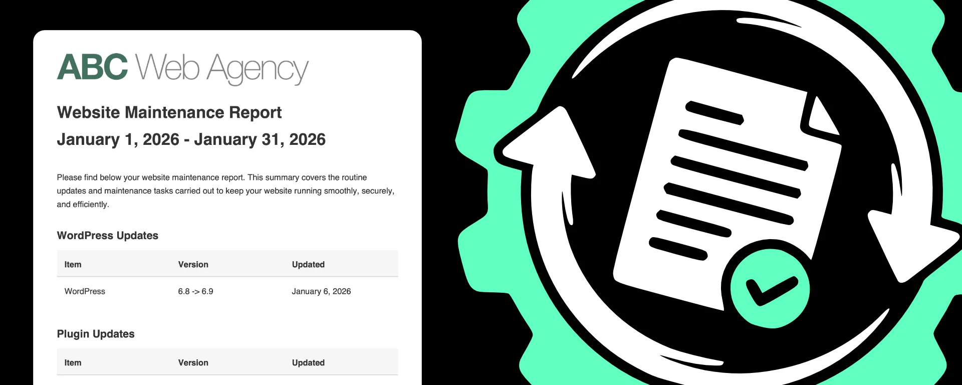 site updates report with icon